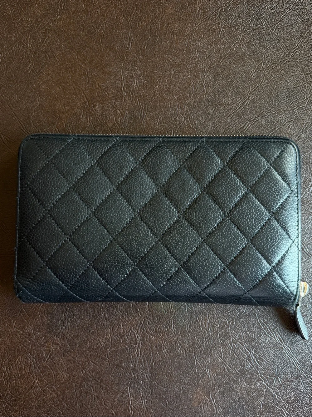 Chanel Caviar Quilted Large Zip Around Wallet